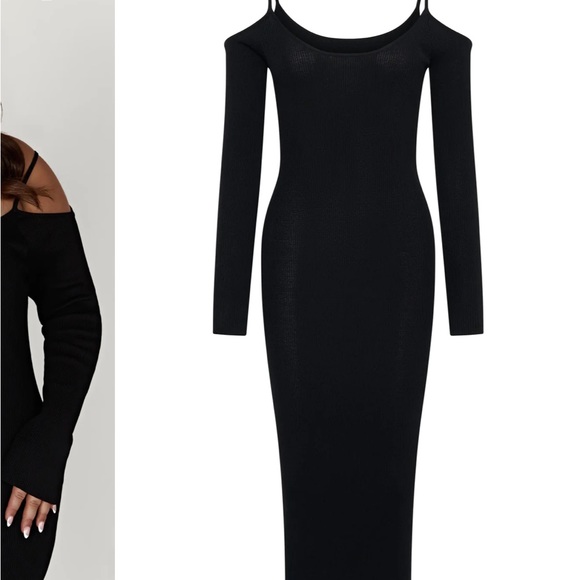 NWT Shea Off Shoulder Knit Midi Dress - Black - Picture 6 of 7